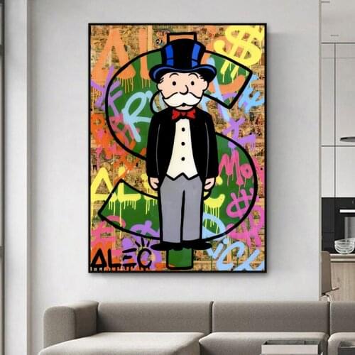 Street Graffiti Art Canvas Poster Alec Monopoly Classic Artwork Print Oil Painting Decorative Picture Modern Kid Room Home Decor
