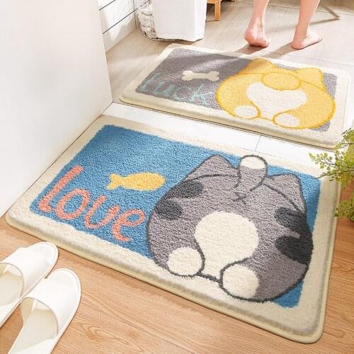 Cute Pet Microfiber Bath Mat Absorbent and Quick-drying Bathroom Rug Bathtub Shower Room Carpet Foot Mat Non-slip Door Mat