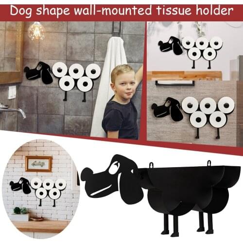 Creative Metal Wall-mounted Or Free-standing Bathroom Tissue Storage Roll Holder Paper Tissue Rack Hook Modern Black Hanger
