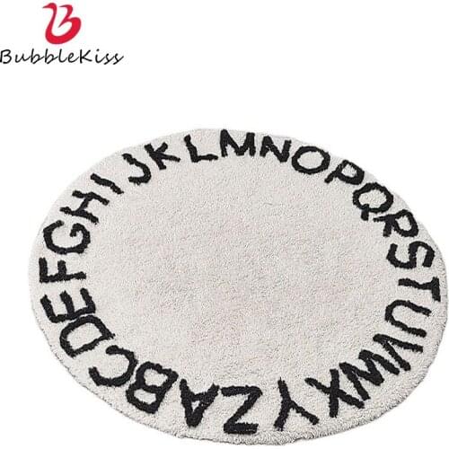 Bubble Kiss Embroidery Fur Round Carpets For Childrens Bedroom Nordic Style Home Decor Soft Cotton Area Rugs Non-Slip Floor Mat