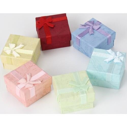 48Pcs /lot 4x4x2.7cm Square Ring Earring Necklace Jewelry Box Gift Present Case Holder 8 colors avilable