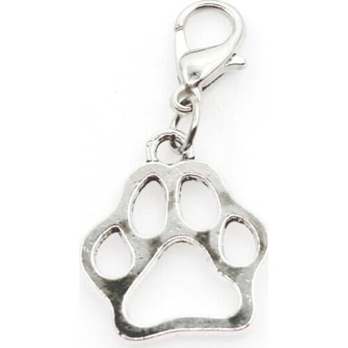 Hot Selling 20pcs/lot Footprint Dangle Charms Lobster Clasp DIY Bracelet Necklace Pendants Jewelry Hanging Charms