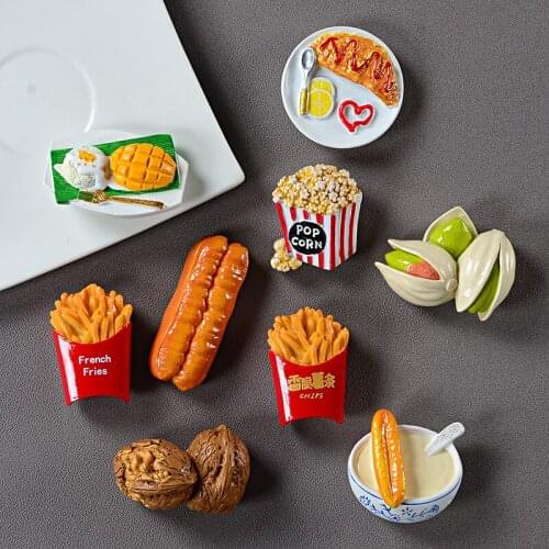 Food Fridge Magnet Nordic INS Personality Creative Solid Refrigerator Sticker Popcorn Magnetic Potato Chips Home Decoration
