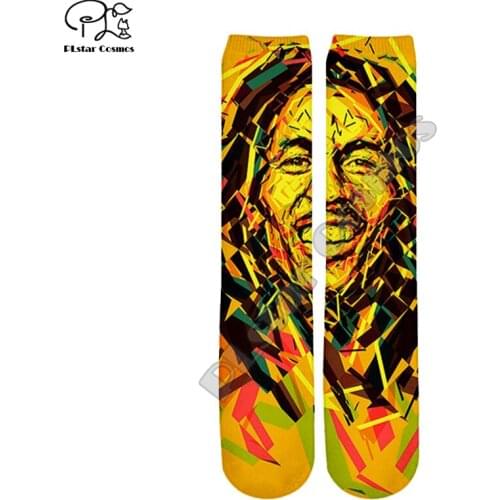 PLstar Cosmos Bob Marley Reggae Hip Hop Unisex new fashion casual 3DPrint Women/men/boy/girl cool Warm Cotton Ankle Socks type-3