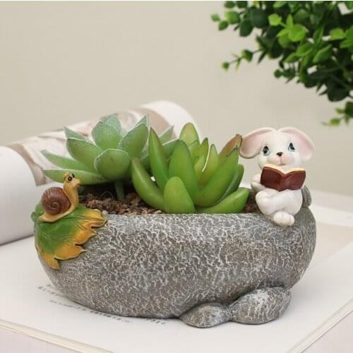 Cartoon Style 5 Design Pastoral Animal Flowerpot Cute Animal Shape Succulent Base Micro Landscape Bonsai Flower Pots