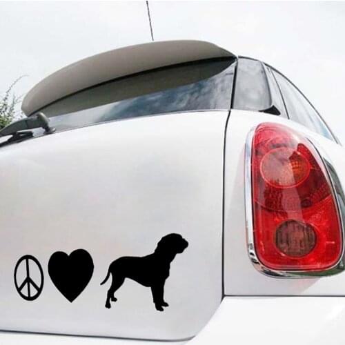 EmpireYing 3 Size 8 Colors Peace Love Dogue De Bordeaux Car Sticker Window Door Kayak Romantic French Mastiff Animal Vinyl Decal