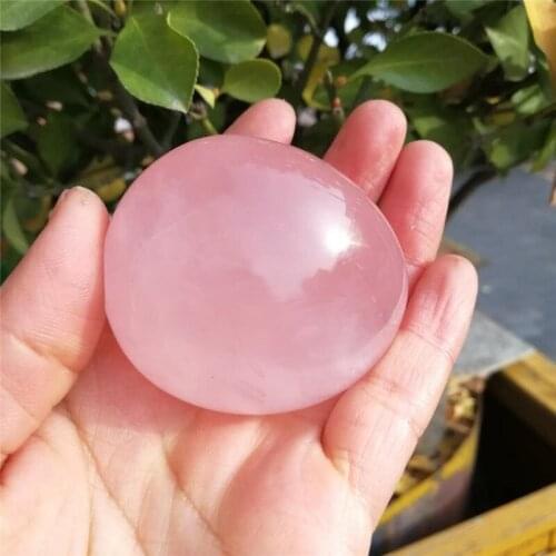 Natural Rose Quartz Crystal Palm Stone Irregular Smooth Polished Pebble Reiki Healing Chakra Stone