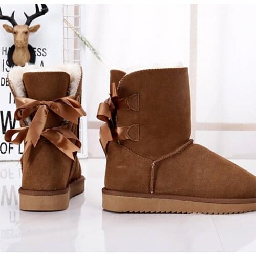 Shoes Women Classic Waterproof Genuine Cowhide Leather Snow Boots Women Boots Warm Winter Boots for Women Shoes