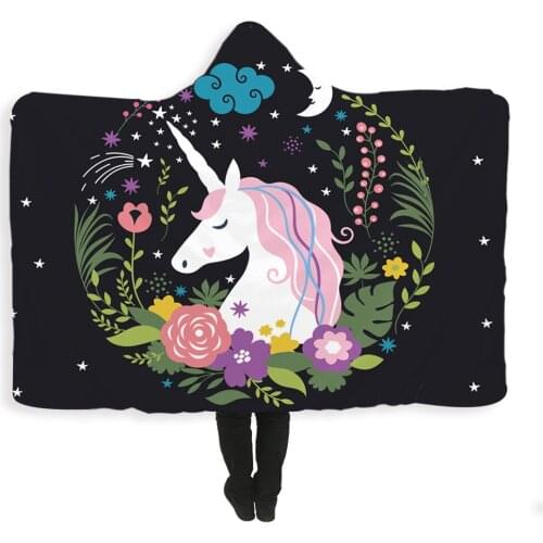 New Fashion Sherpa Blanket Wearable Fleece Blankets Oversized Throw Blankets Cartoon Unisex Warm Bathrobe Unicorn Christmas Gift