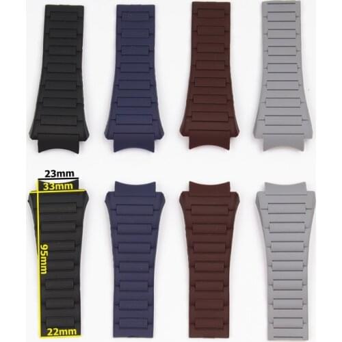 23x33mm watchband soft silicone rubber PU belt for Porsche strap design blue black brown grey Watch Band 6620 Folding buckle