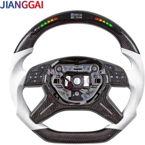 LED Shift Light Carbon Fiber Steering Wheel Compatible For Benz C / G / M Class 2012-2015 Model