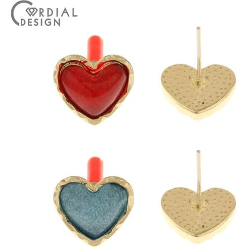 Cordial Design 100Pcs 11*12MM Jewelry Accessories/Earrings Stud/Heart Shape/Resin Effect/DIY Making/Hand Made/Jewelry Findings