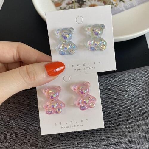 925 Silver Needle Earing Gummy Bear Earrings Jewelry Vintage Hoop Cute Kawaii Accessories Gift Piercing Designer for Women Studs