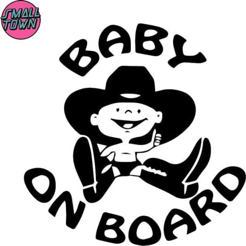 Small Town 16X16CM Warning Mark BABY ON BOARD Car Sticker Creative Cartoon Whole Body Decoration Decals C25-0031