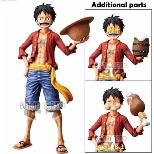 Straw Hat Face-changing Luffy One Piece Three Alternative Expression Action Humanoid Model Decoration Toy Childrens Gift Unisex