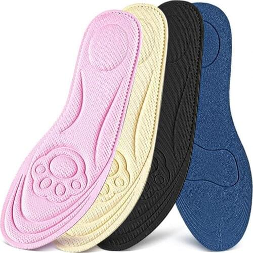 1 Pair Unisex Sports Insoles Breathable Sweat Absorption Sponge Shockproof 4D Massage Insert Cushion Pad for High Heel Shoe