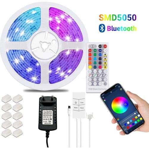 LED Strip Lights Bluetooth 20m One Roll 65.6ft Music Sync 5050 RGB Controlled by APP+Remote+Mic+4 Button Switch Music Sync