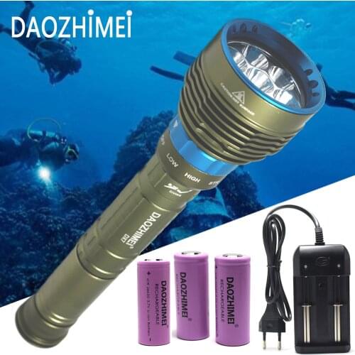 8000LM 7 x XML T6 L2 LED Waterproof Diving Torch Underwater Flashlights by 18650 or 26650 battery Hunting Tactical Lanterna