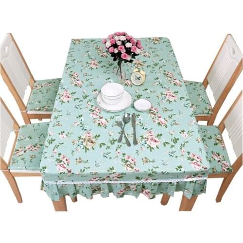 Green floral tablecloth (hem 20-25cm) rectangular dining table cloth flower pattern coffee table cloth cover