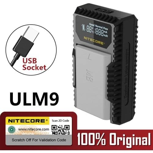 100% Original Nitecore ULM9 USB Travel Charger For Leica BLI-312 Battery Leica Camera BM8 M8 M8.2 M9 M9-P M-E