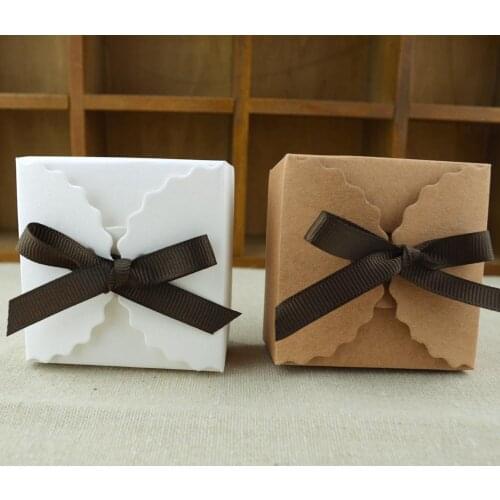 100Pcs/Lot Paper Gift Box for Party Decorations Favor Boxes Birthday Wedding Kids Supplies With Ribbon Candy Chocolate