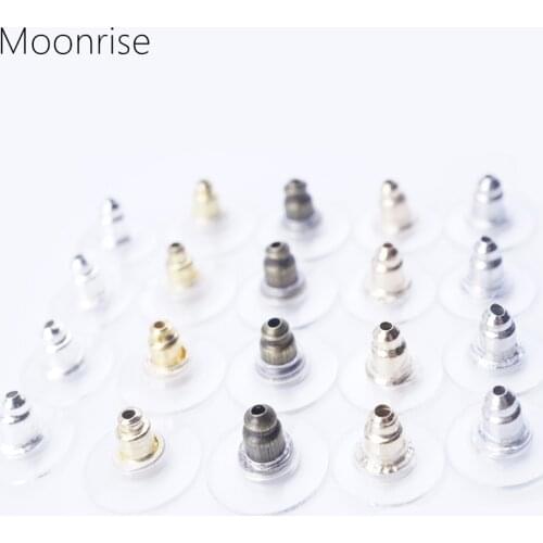 100pcs Bullet Clutch Earring Backs with Pad Ear Nut Stainless Steel Earring Stopper Plugs For Jewelry Findings Components HK063