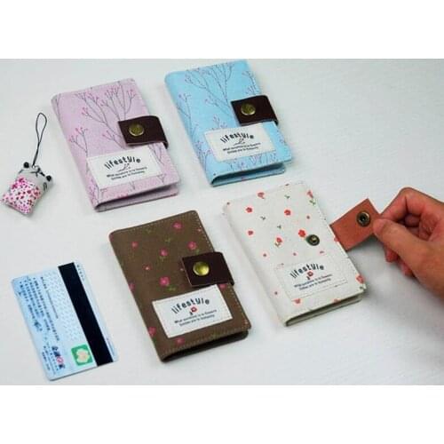20 Slots Canvas Card Holder For Women Girls Floral Credit Card Member Business Card Wallets Lady Card Case Porte Carte Bancaire