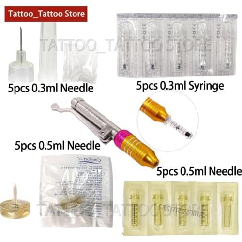 5pcs Lip Filler Injection Syringe Needle Ampoule Head For High Pressurized Pen Gun Hyaluron Pen Wrinkle Removal Hyaluronic Pen
