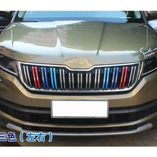 ABS front grille color trim, blue, black, red, yellow,For SKODA KODIAQ 2017- 2019, Car-Styling