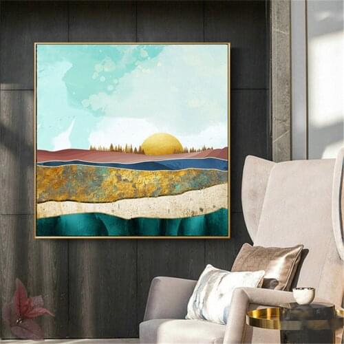 Abstract Sunrise Scenery Modern Poster Canvas Print Painting Wall Art Living Room Home Decoration