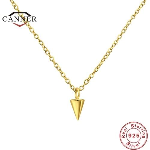 CANNER Real 925 Sterling Silver Creative Geometric Necklace For Women CZ Zircon Clavicle Chain Necklaces Fine Jewelry Collares