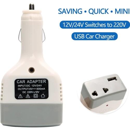 Car Charger Adapter DC 12V/24V Switches to 100-240V Mini USB Charger for Baofeng UV-5R UV-82 UV-S9 plus Accessories Ham Two Way