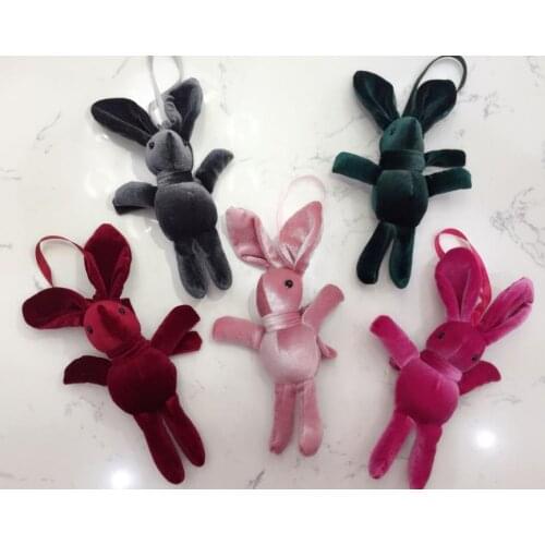 Velvet Bunny Soft Stuffed Plush Rabbit Animal Toy Wedding Gift Doll for Birthday Cake Decor Party Favors Bag Pendant 7.9'' long