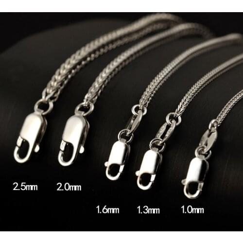 925 Sterling Silver Chopin Chain Necklace Platinum Color Long 40 45 50 55 60 65 70 80 CM Wide 1 1.3 1.6 2 2.5 MM Men Women Gift