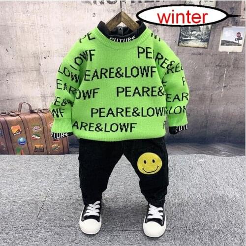 Children Clothing Boys Sets Winter Kids Clothes Toddler Baby Boy Clothes Sets boys Knit sweater,plush T-shirt, plush jeans 3pcs