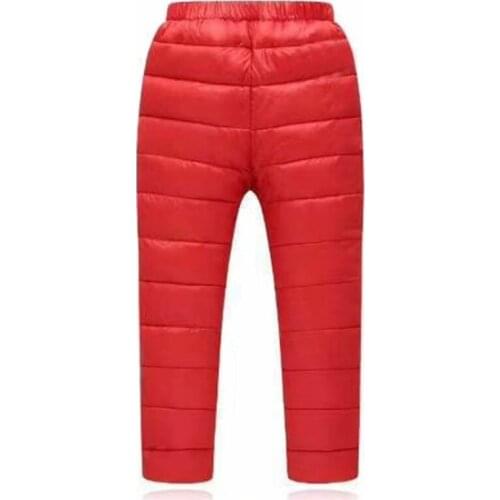 Childrens Feather Pants Winter New Boys and Girls Leisure Trousers Thick Medium and Large Children Keep Leisure Down Trousers