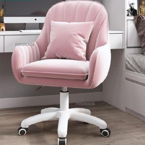 Household Single Sofa Office Chair Comfortable Bedroom Furniture Computer Chair Wheel Pulley Fabric Lift Swivel Recliner Chair