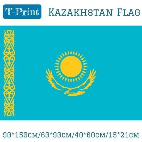 5pcs Flag 90*150cm/60*90cm/40*60cm/15*21cm Kazakhstan National Flag Polyester Banner For Festivals World Cup Sports meeting Gift