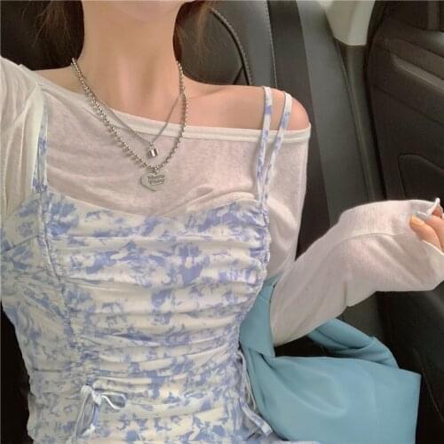 French Elegant Mini Dress Women Chic Slim Slash Neck Long Sleeve Spaghetti Strap Floral Dress Korean 2021 Women Clothing