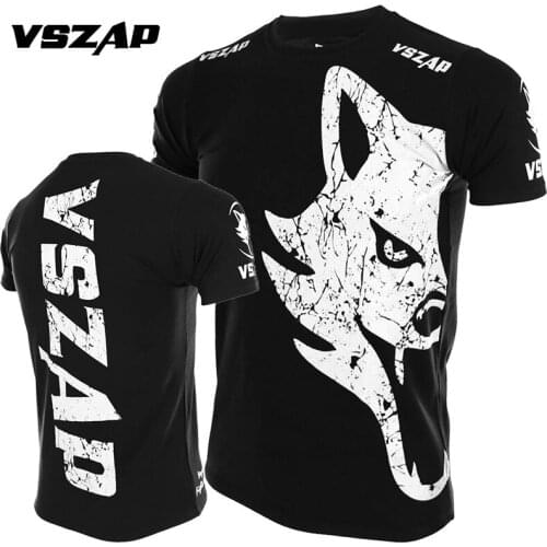VSZAP MMA Jerseys classic mma t shirt rashguard muay thai shirt fighting giant T-shirt wind Wolf cotton Elasticity