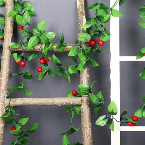 Artificial Blueberry Lemon Vine Hanging Flowers For Wall Decoration Rattan Fake Fruit Leaves Garland Wedding Home Decor
