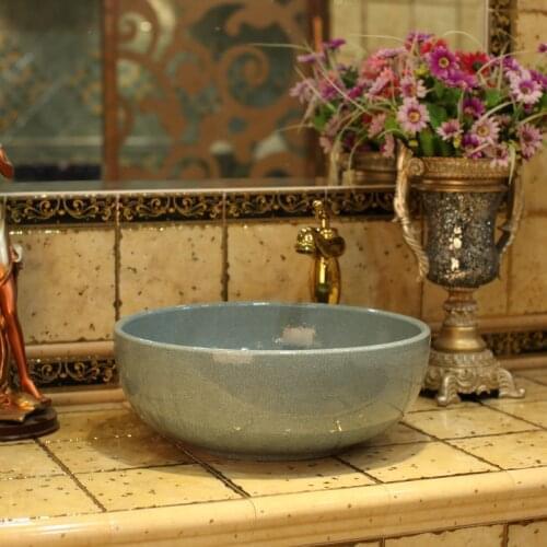 Small Jingdezhen Colorful Crackle Glaze Fashion Porcelain Toilet Wash Bathroom Sink