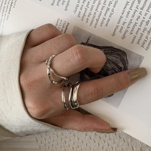 Minimalist Aesthetic Womens ring Fashion jewelry adjustable Hollow cross Couple Wedding on phalanx Accesories Gift wholesale