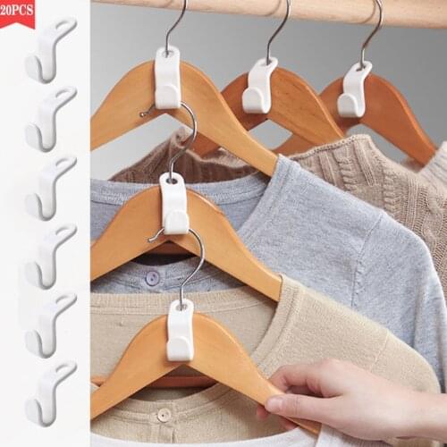 20PCSMulti-function Wardrobe Space-saving Stack Hanger Hook Coat Hook Plastic Closet Stack Hanger Rack Bedroom Storage Organizer