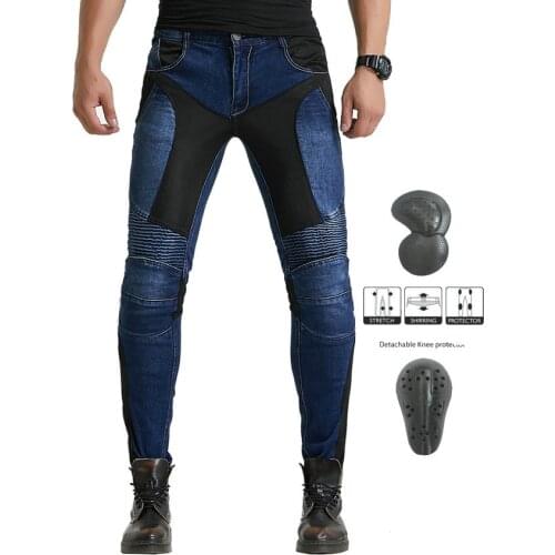 Men Motorcycle Jeans Motorcycle Riding Pants Motorcycle slim stretch anti-fall pants Armor Detachable Knee Hip Pads Biker jeans