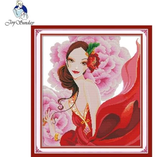 Joy Sunday DIY Needlework Dancing Youth Cross Stitch Kits for Embroidery Knitting Needles Hobbies and Crafts Cross Stitch Set