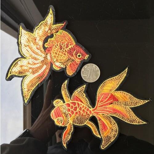 50pcs/lot Koi Goldfish Embroidery Patches Letters Clothing Decoration Accessories Diy Iron Heat Transfer Applique Clothes