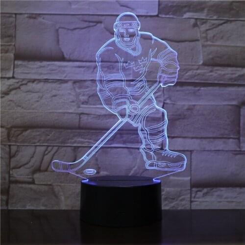 7 Color Bedroom Sleep Lighting 3D Ice Hockey Goalie Modelling Table Lamp Led Nightlights Usb Sports Fans Gifts Home Decor 2364