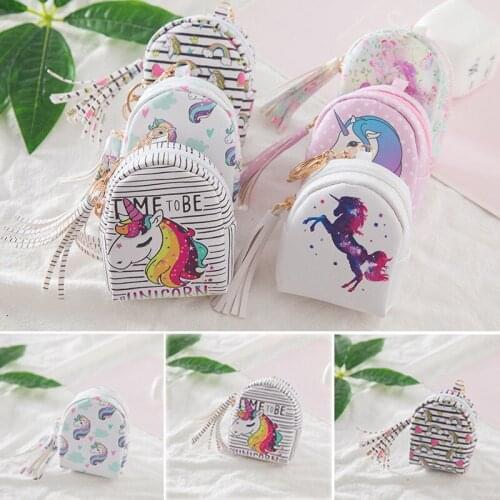 New Fashion Lovely Purses Digital Unicorn Printing Design Tassel Coin Purse Key Card Bag Girly Heart Gift