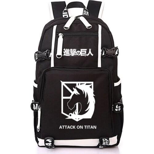 New Anime Attack on Titan Canvas Rucksack Backpack Schoolbag Boys Girls Travel Laptop Bag for Students Men Teens 2020